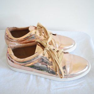 Primark Rose Gold Patent Low Top Sneakers
